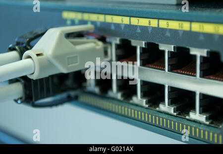 Network connector on computer Stock Photo