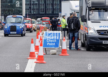 Police at security checkpoint on Westminster Bridge, London England United Kingdom UK Stock Photo