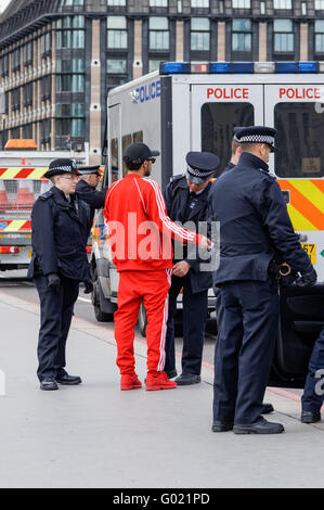 Police at security checkpoint on Westminster Bridge, London England United Kingdom UK Stock Photo