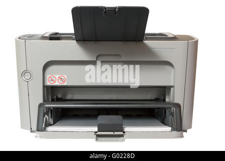 gray office laser printer isolated on white with clipping path Stock Photo