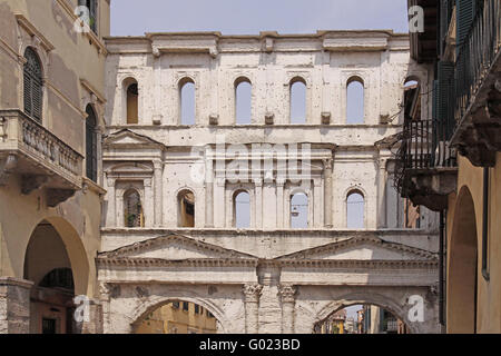 The old Roman gate of Porta dei Borsari Verona Italy. Dating to