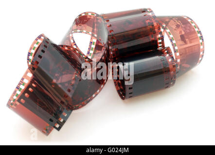 35 mm negative film isolated in white background Stock Photo