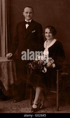 bridal couple, historic photograph, around 1930 Stock Photo