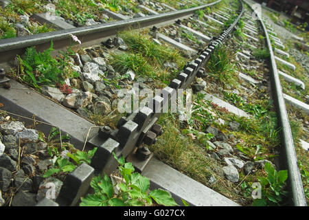 rails from a cog railway Stock Photo