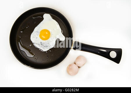 fried eggs in a pan Stock Photo