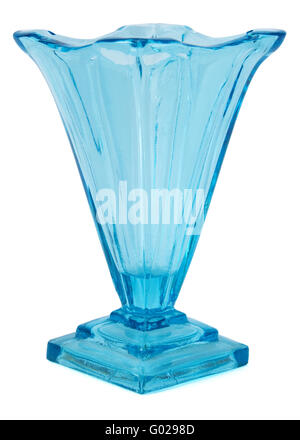 Blue Glass Vase isolated on the white background Stock Photo