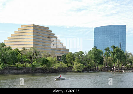 The Ziggurat Building at the Riverfront Park in West Sacramento, California, U.S.A. Stock Photo