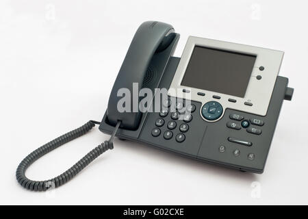 Modern VOIP telephone on white Stock Photo