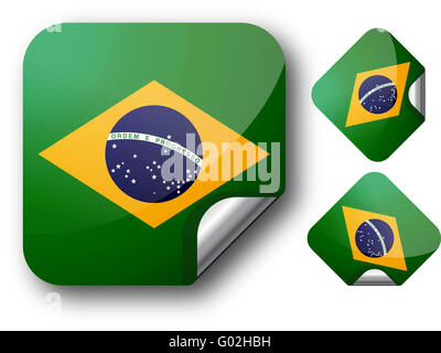 Sticker with Brazil flag Stock Photo