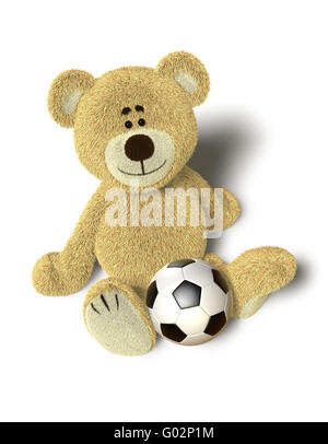 Teddy bear with football ball on a white background. Vector illustration  Stock Photo - Alamy