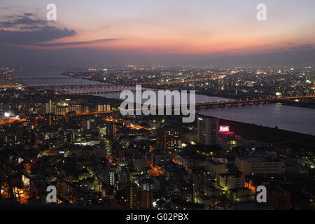 Osaka City in Japan at night Stock Photo