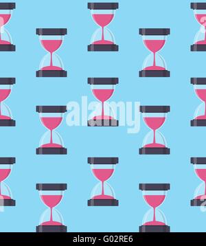 Hourglass, Sandglass Icon Seamless Pattern Background in Flat St Stock Vector