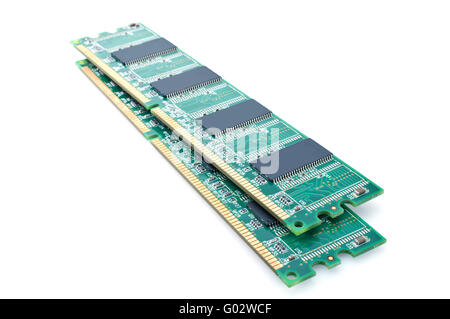 Two modules of memory are isolated on a white background Stock Photo