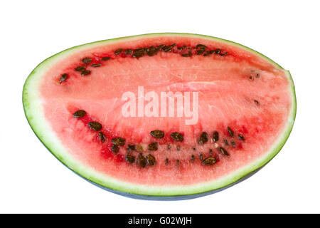Close-up of a cutted watermelon. Isolated on white Stock Photo