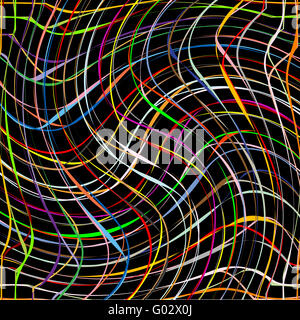 fresh colored twirl stripes on black background Stock Photo