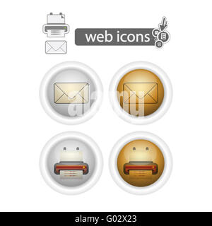 round web icons-print and mail Stock Photo