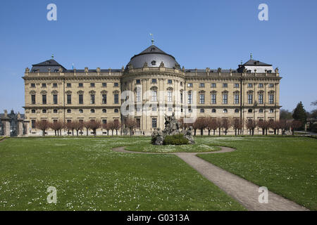 Hofgarten and Baroque Castle Würzburg Residence Stock Photo