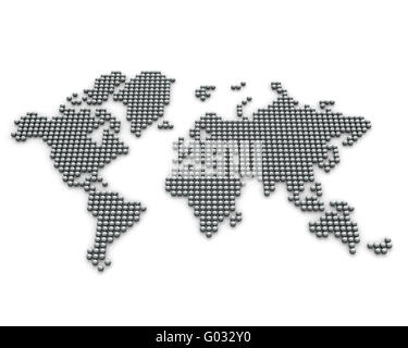 Continents made from silver balls, perspective ver Stock Photo