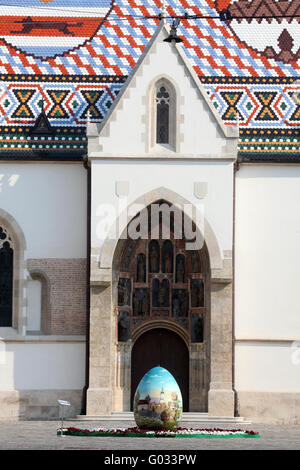 St Mark's church with the easter egg, Zagreb Stock Photo