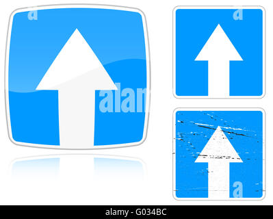 Variants a Road with one-way traffic - road sign Stock Photo