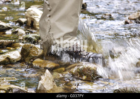 a hiker in the Wutach Canyon in Germany Stock Photo