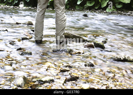 a hiker in the Wutach Canyon in Germany Stock Photo