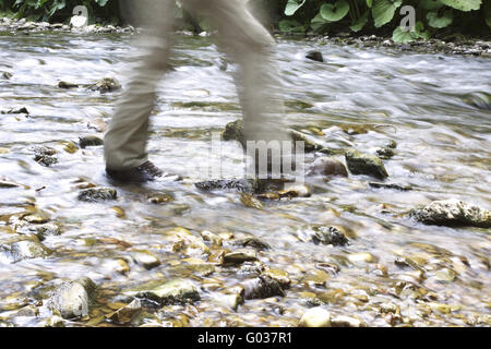 a hiker in the Wutach Canyon in Germany Stock Photo