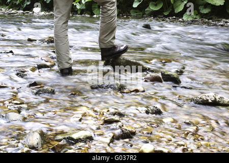 a hiker in the Wutach Canyon in Germany Stock Photo