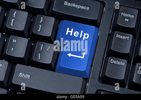 Help button computer keyboard internet concept. Stock Photo