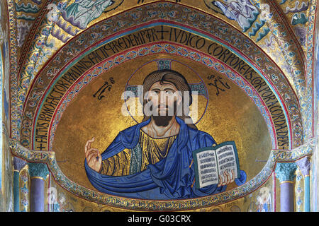 Christ Pantocrator, cathedral of Cefalu, Italy Stock Photo