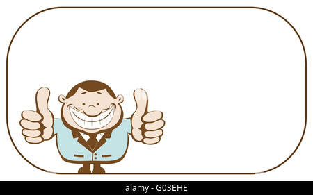 Businessman with copy space showing thumbs up. Vector illustration Stock Photo