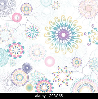 floral pattern with flowers and colorful circles Stock Photo