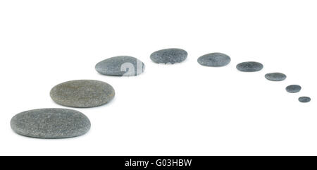 Row pebbles. Sea stones. It is isolated on a white background Stock Photo