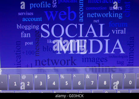 social media on tablet Stock Photo