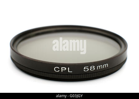 Cir polarizing pro filter isolated on white background Stock Photo
