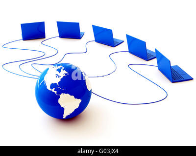 earth is strung wires and in surroundings computer Stock Photo