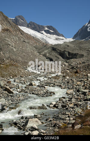 Glacier brook from the glacier Langgletscher,Alps Stock Photo