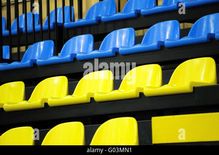 Multi-colored armchairs for fans of sports actions Stock Photo