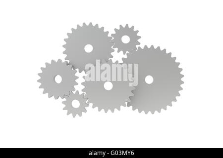 Gears, Cogs Isolated on White Stock Photo