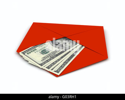 Dollars sign in envelope over white background Stock Photo