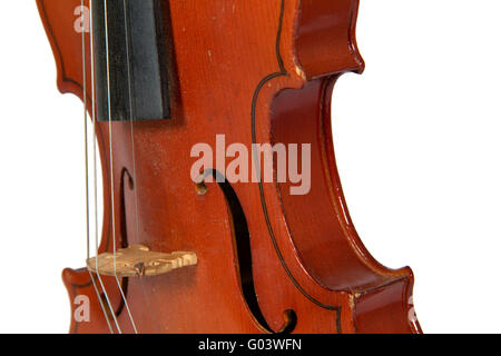 A fragment of a violin isolated on a white background Stock Photo