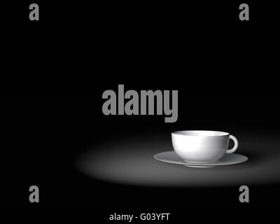 White ceramic cup of coffee on a dark background o Stock Photo