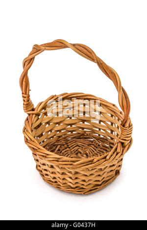 Empty wicker basket, isolated on white background Stock Photo
