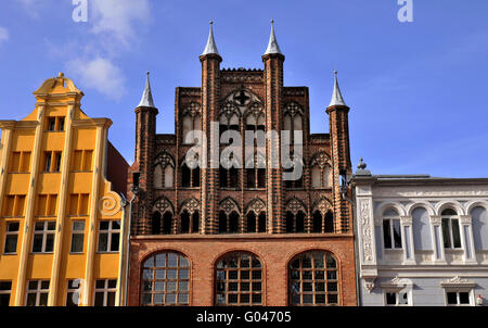 Old buildings, Old Market Square, old town, Stralsund, Mecklenburg-Vorpommern, Germany / Alter Markt Stock Photo