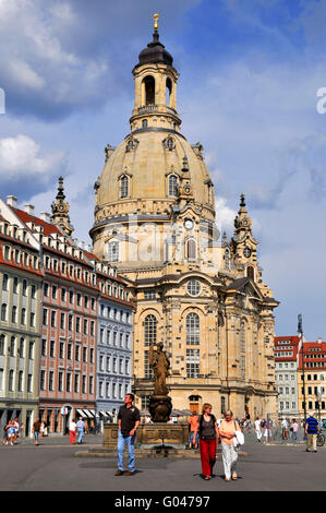 Dresden Frauenkirche, Church of Our Lady, Neumarkt, Dresden, Saxony, Germany / Dresdner Frauenkirche Stock Photo