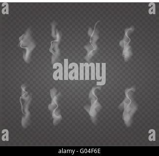 Set of transparent white smoke. Stock Vector