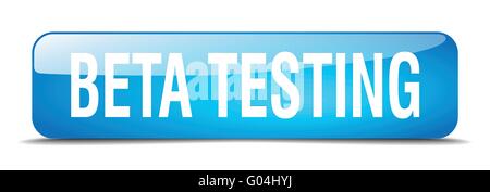 beta testing blue square 3d realistic isolated web button Stock Vector