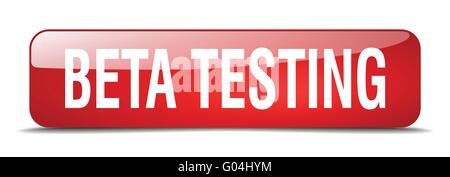 beta testing red square 3d realistic isolated web button Stock Vector