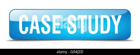 case study blue square 3d realistic isolated web button Stock Vector