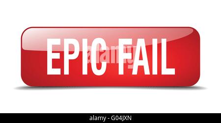 epic fail red square 3d realistic isolated web button Stock Vector